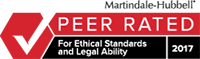 Martindale-Hubbell  Peer Rated for ethical standards and Legal ability 2017