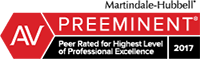 Martindale-Hubbell AV Preeminent Peer Rated for highest level of professional Excellence 2017